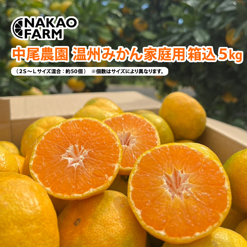 【産直商品】温州みかん家庭用箱込5kg　中尾農園