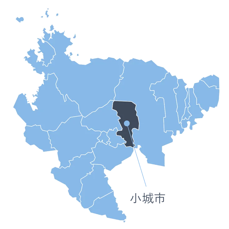 佐賀県地図。小城市を示している