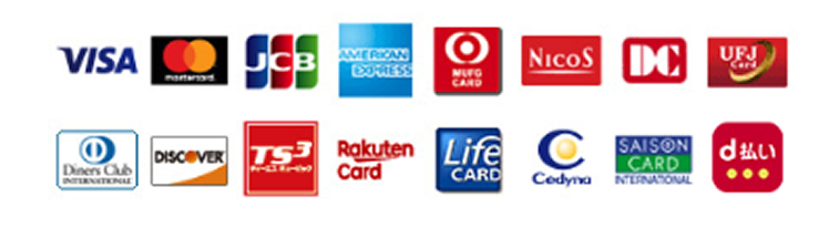 visa、master card、jsb、amex、ダイナースなど、各種クレジットカードの画像